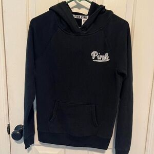 VINTAGE/EARLY 2000’s: Black Victoria’s Secret hoodie with white “Pink” label